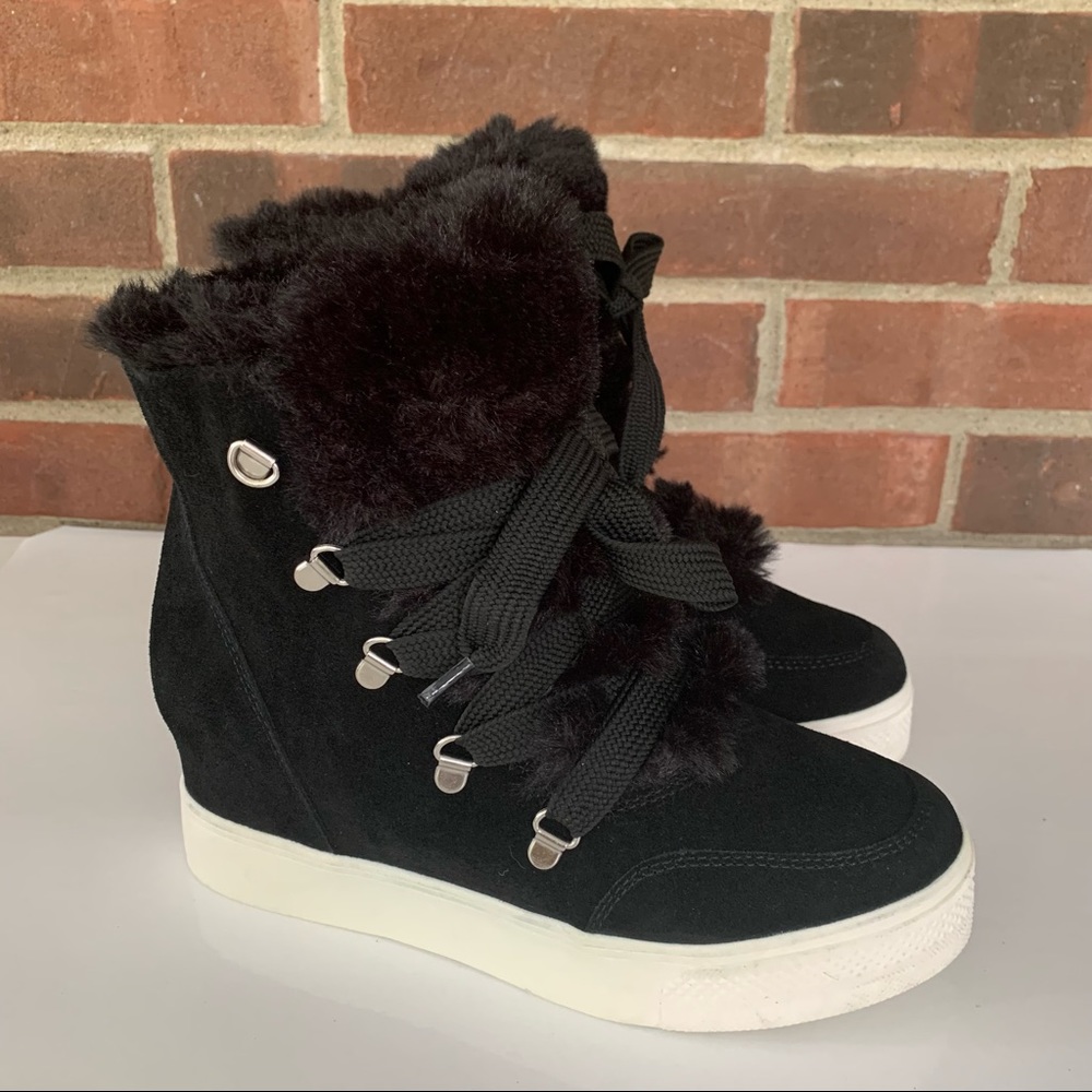 Steve Madden Black Ankle Boots with White Soles